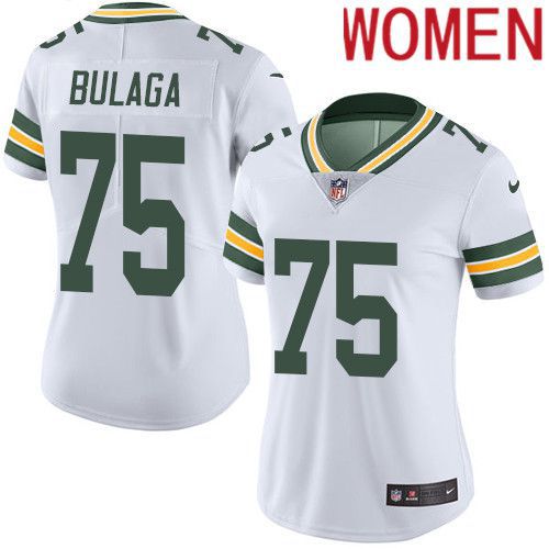 Women Green Bay Packers #75 Bryan Bulaga White Nike Vapor Limited NFL Jersey